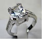 Ladies Elegant White Gold Filled Ring with White Sapphire (Size 7)